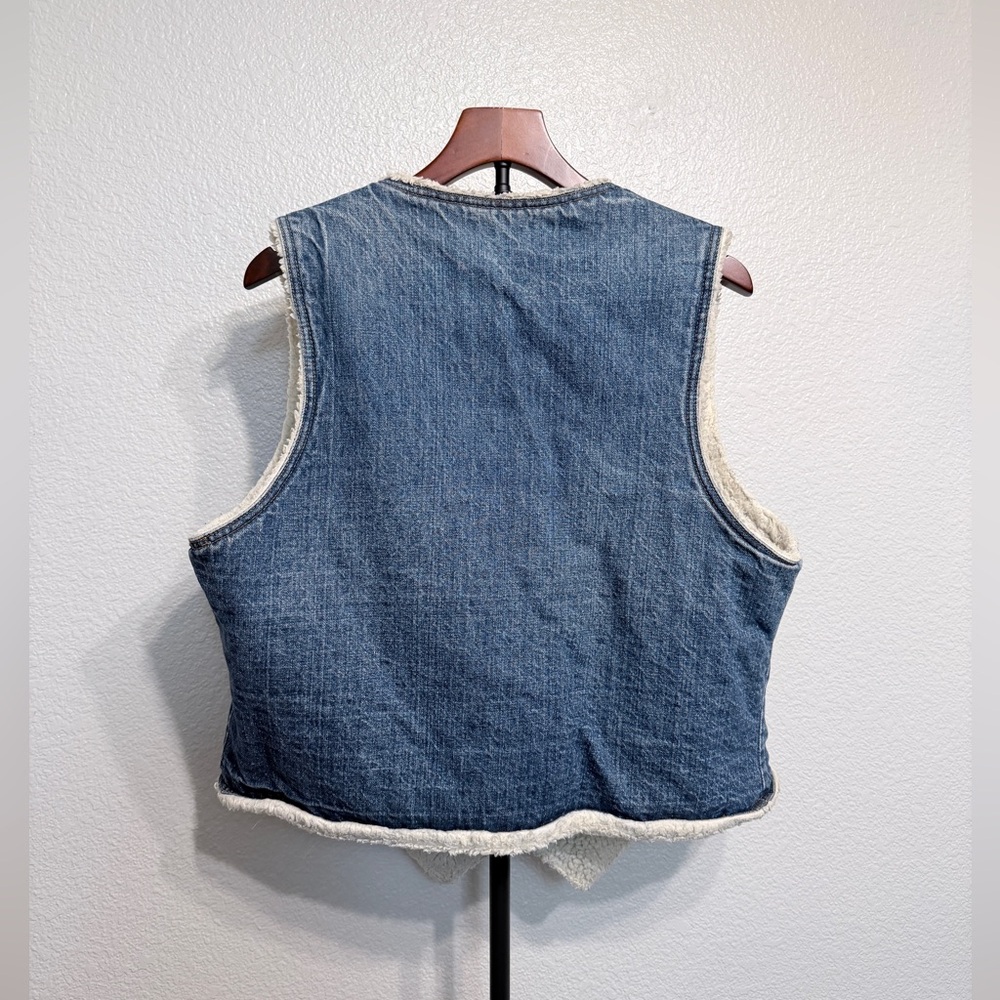 Vintage ‘80s Levi’s 60605 Made in USA Western Sherpa-Lined Denim Vest - Men’s XL - Picture 2 of 7